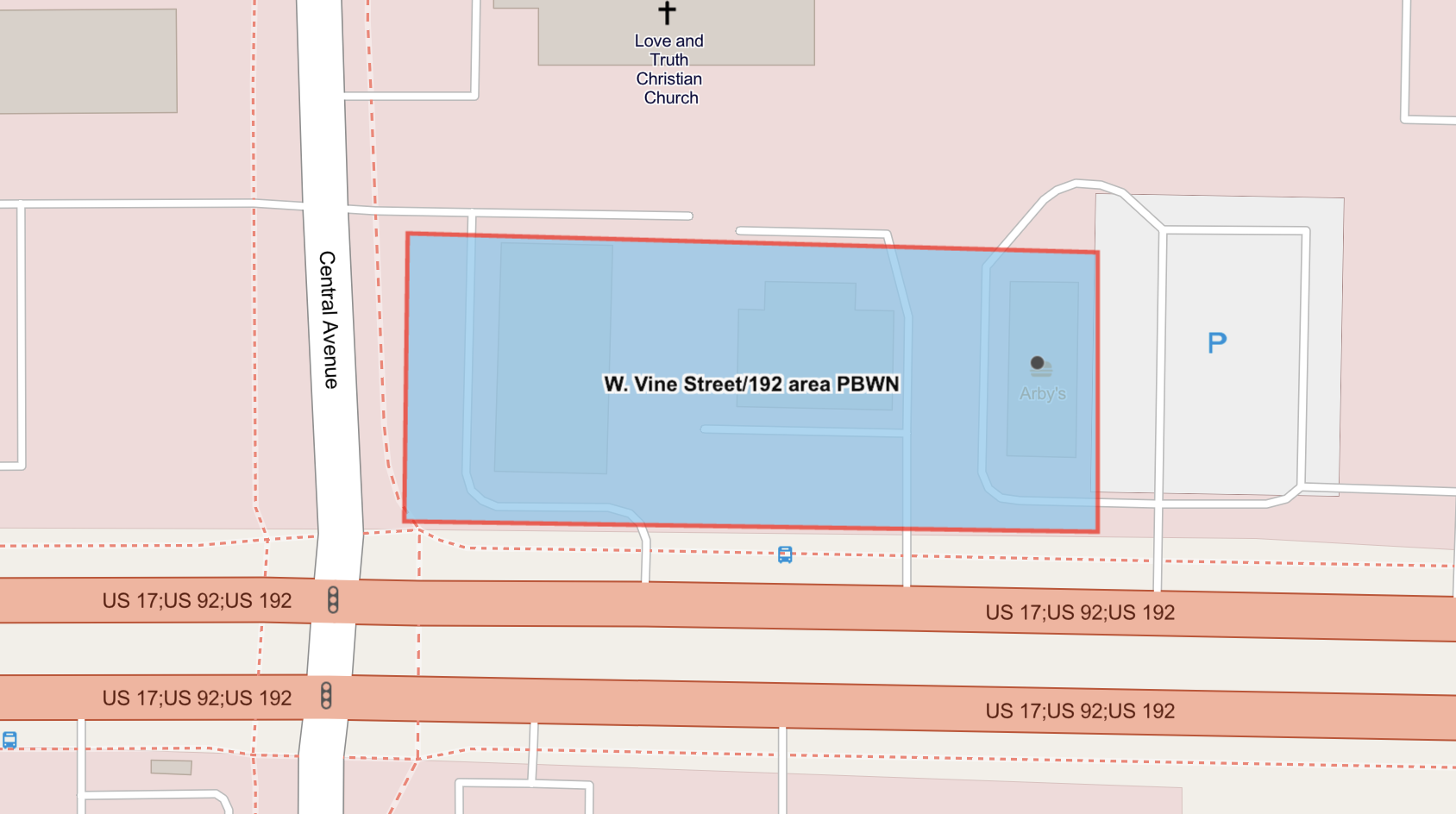 Map shows highlighted in blue the precautionary boil water advisory for customers located at 219, 301 and 325 W. Vine Street.