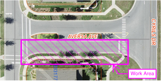 The map shows the closure of the exit on Aversa Avenue for Cyrils Drive that will be in place Monday through Friday from 8 a.m. to 5 p.m. 