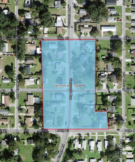 Map shows highlighted in blue the precautionary boil water advisory area for customers located in the Vermont Avenue area.