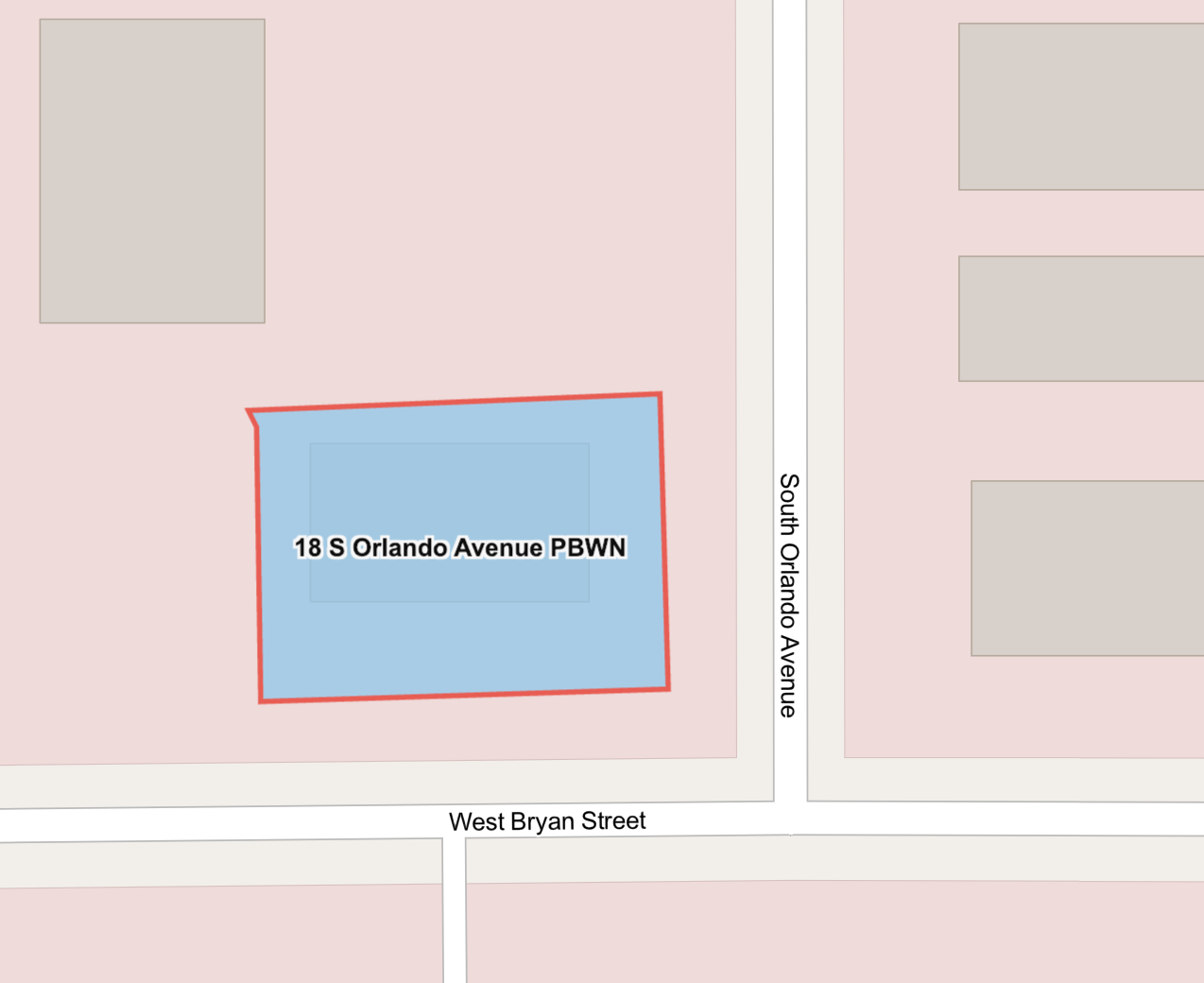 The map shows the advisory area highlighted in blue for 18 S Orlando Avenue that will be in effect once service is restored. 