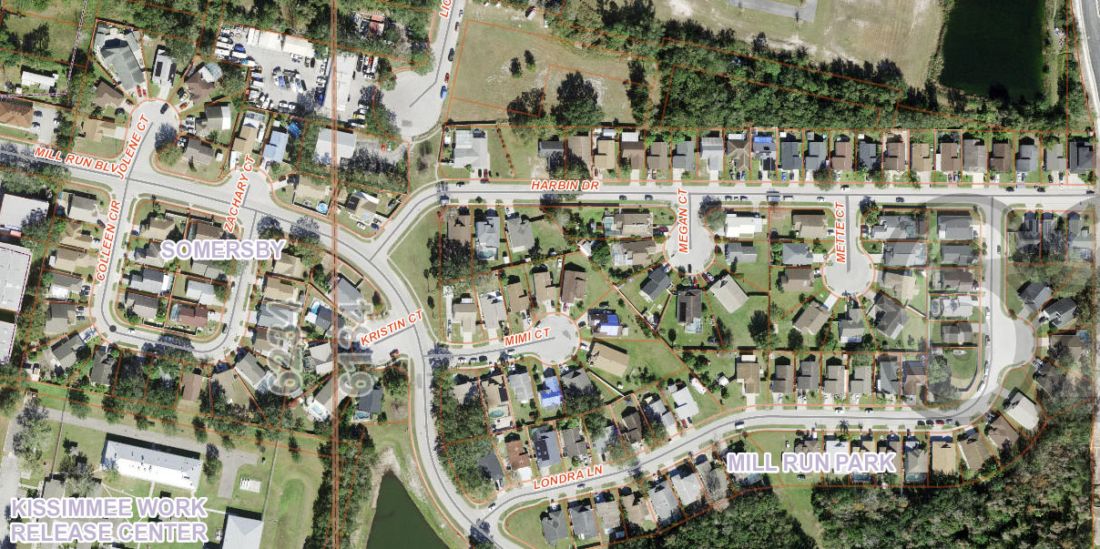 Map shows area of Mill Run Boulevard where the water line replacement project will take place. This will be from Colleen Circle to Londra Lane.