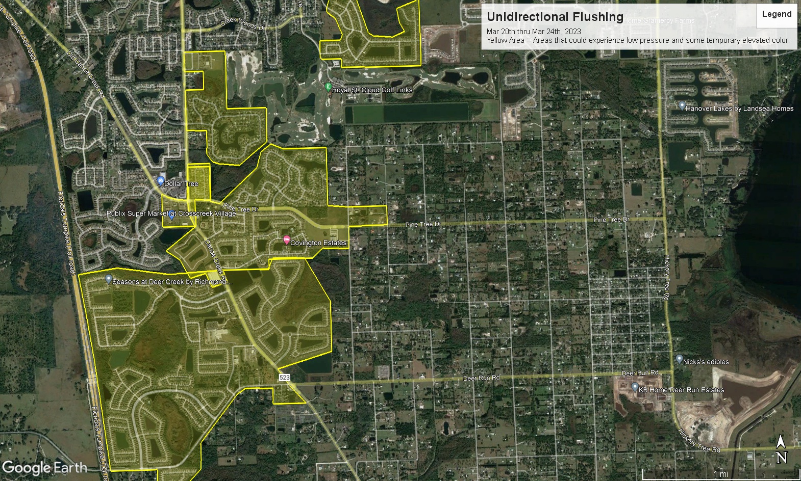 Map shows flushing area for the week.