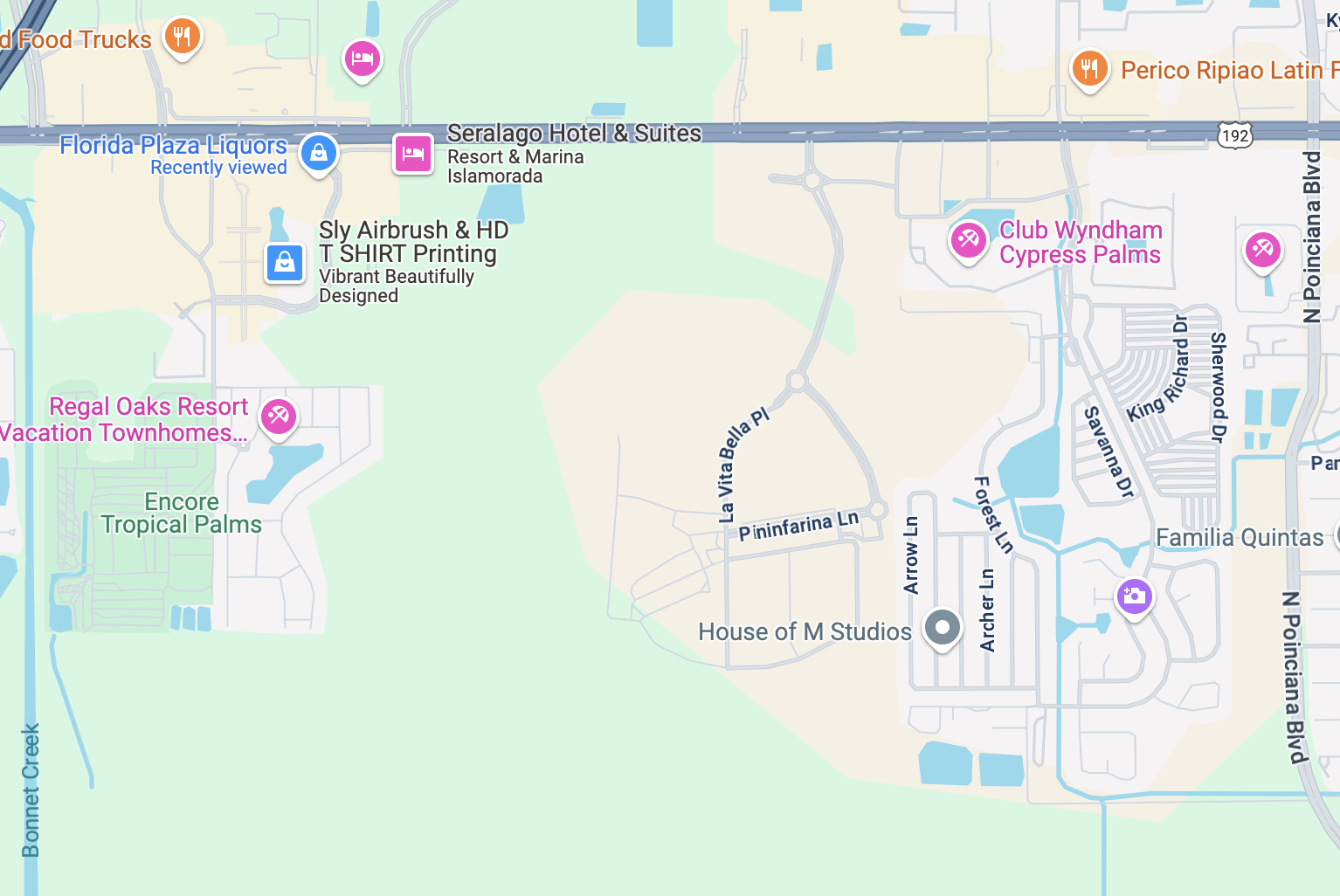 Map shows area of irrigation outage between Boggy Creek and N Poinciana Boulevard.
