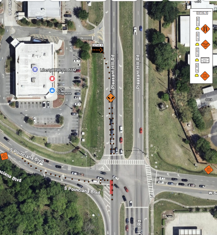 Map shows the closure of the outside southbound lane on Pleasant Hill Road in Poinciana.