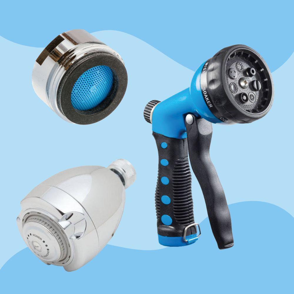 Image of showerhead, faucet aerator and hose nozzle.