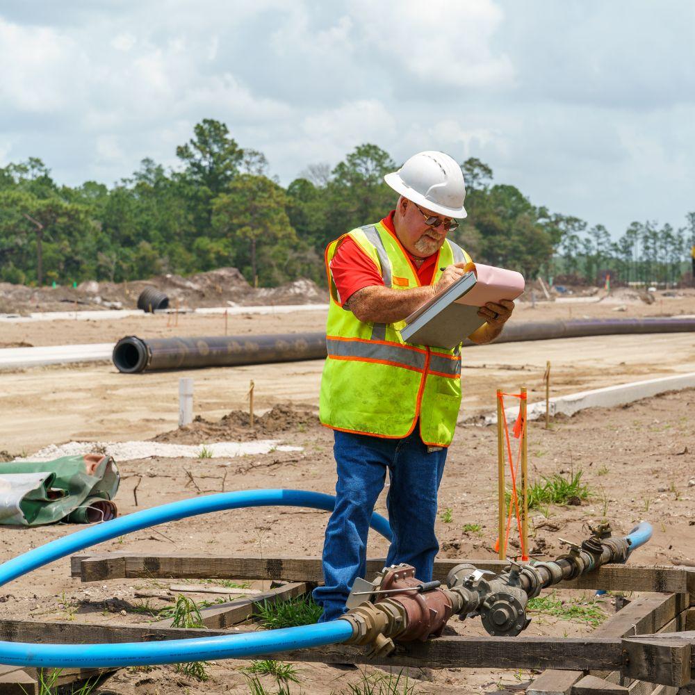 Image of jumper meter with inspector taking notes.