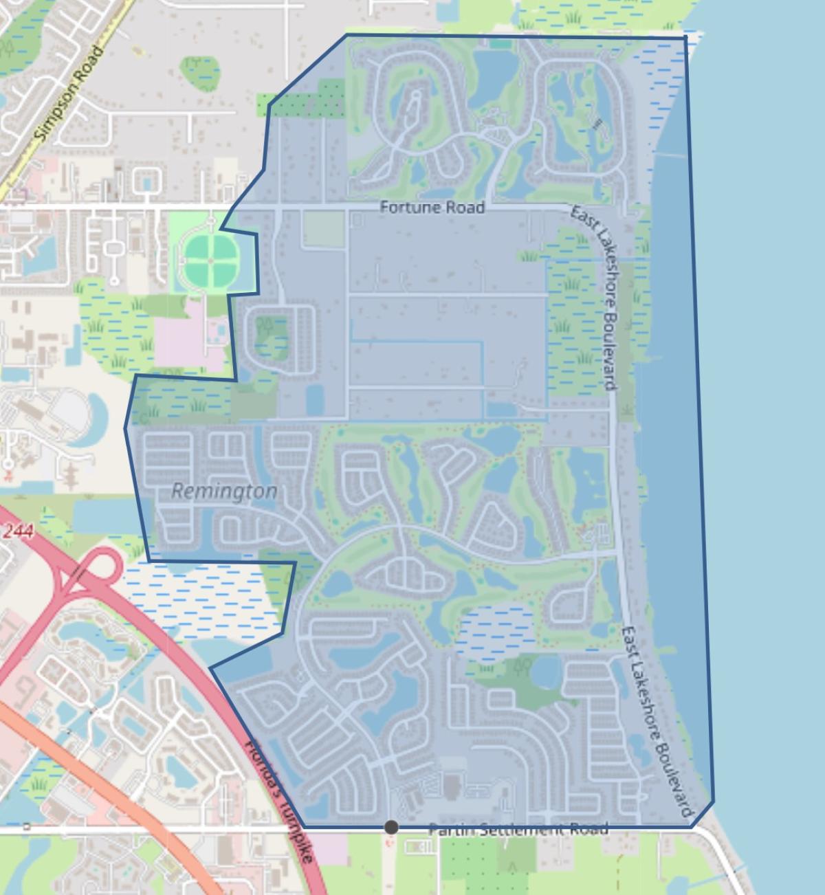 Map of area affected by water outage 